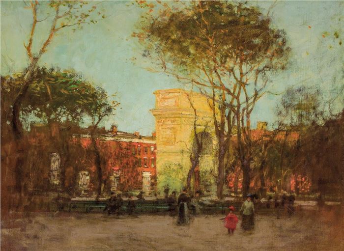 Paul Cornoyer, Washington Square, 1900. 