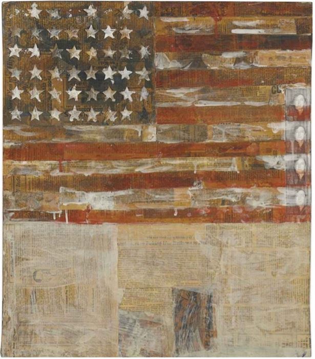 Elaine Sturtevant, Flag after Jasper Johns, 1967, photograph and wax on canvas.