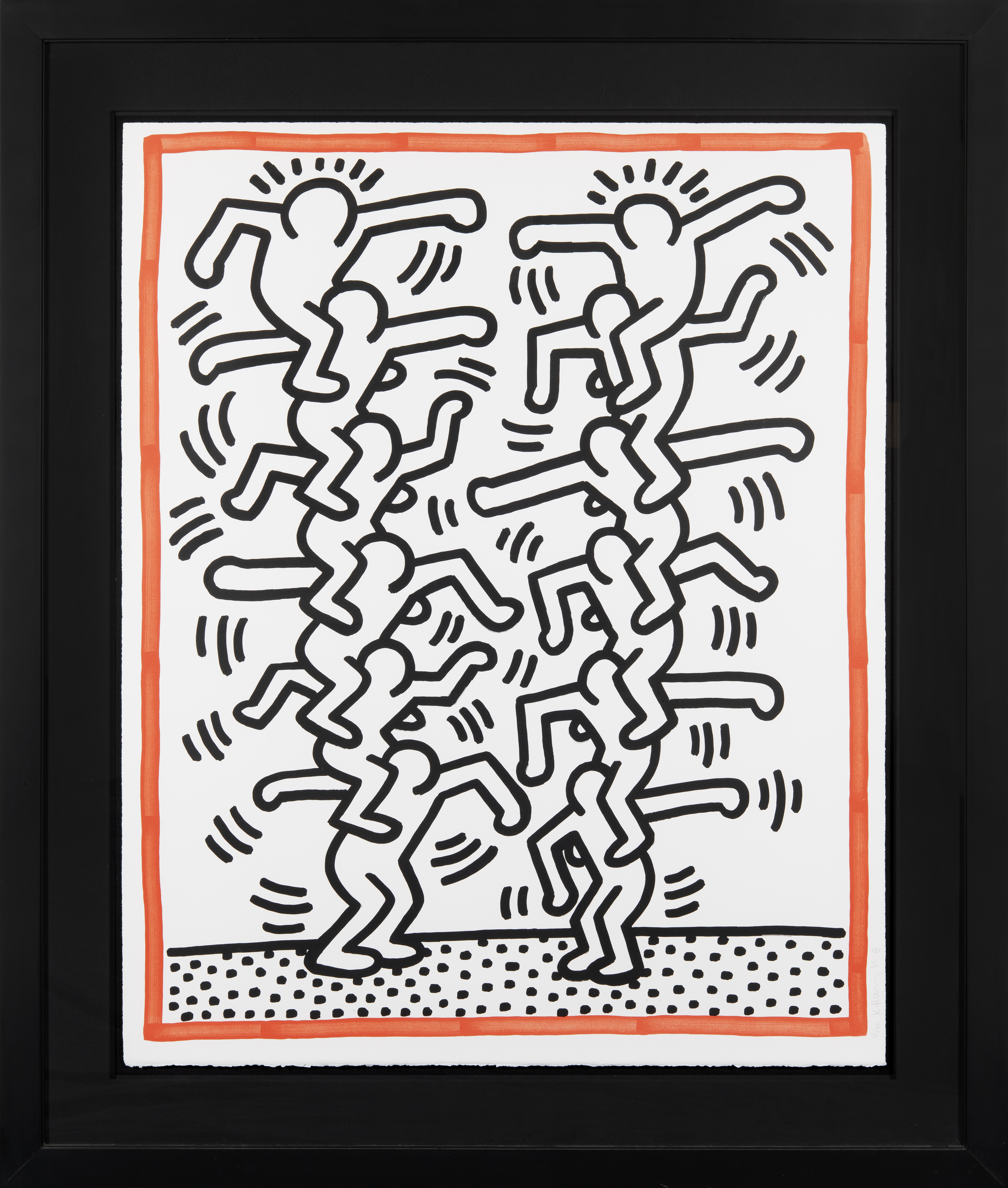 Artwork by Keith Haring, Plate 3 Three Lithographs (People Ladder), Made of Lithograph 