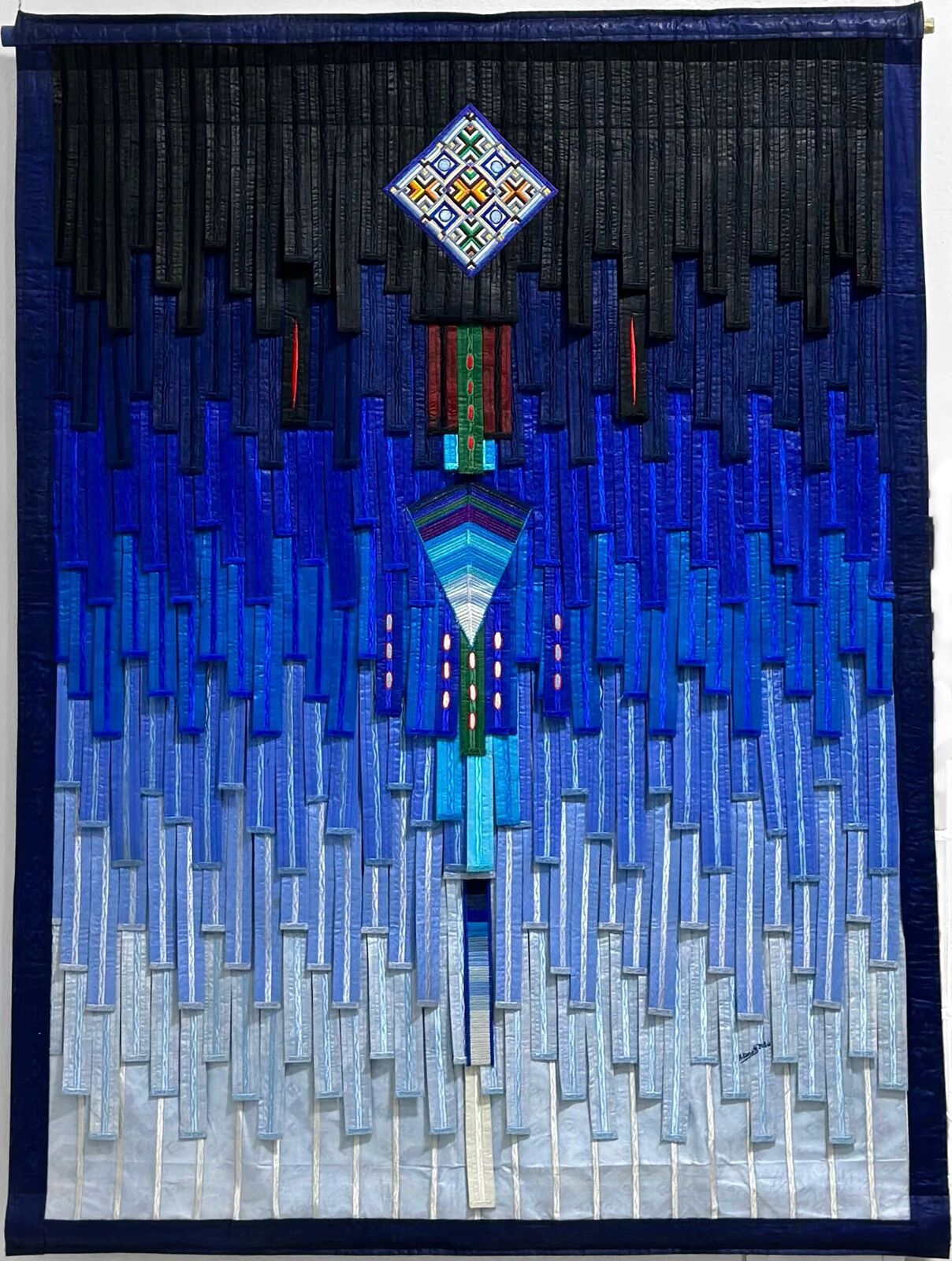 Maghreb motif sur fond bleu by Abdoulaye Konaté, 2024