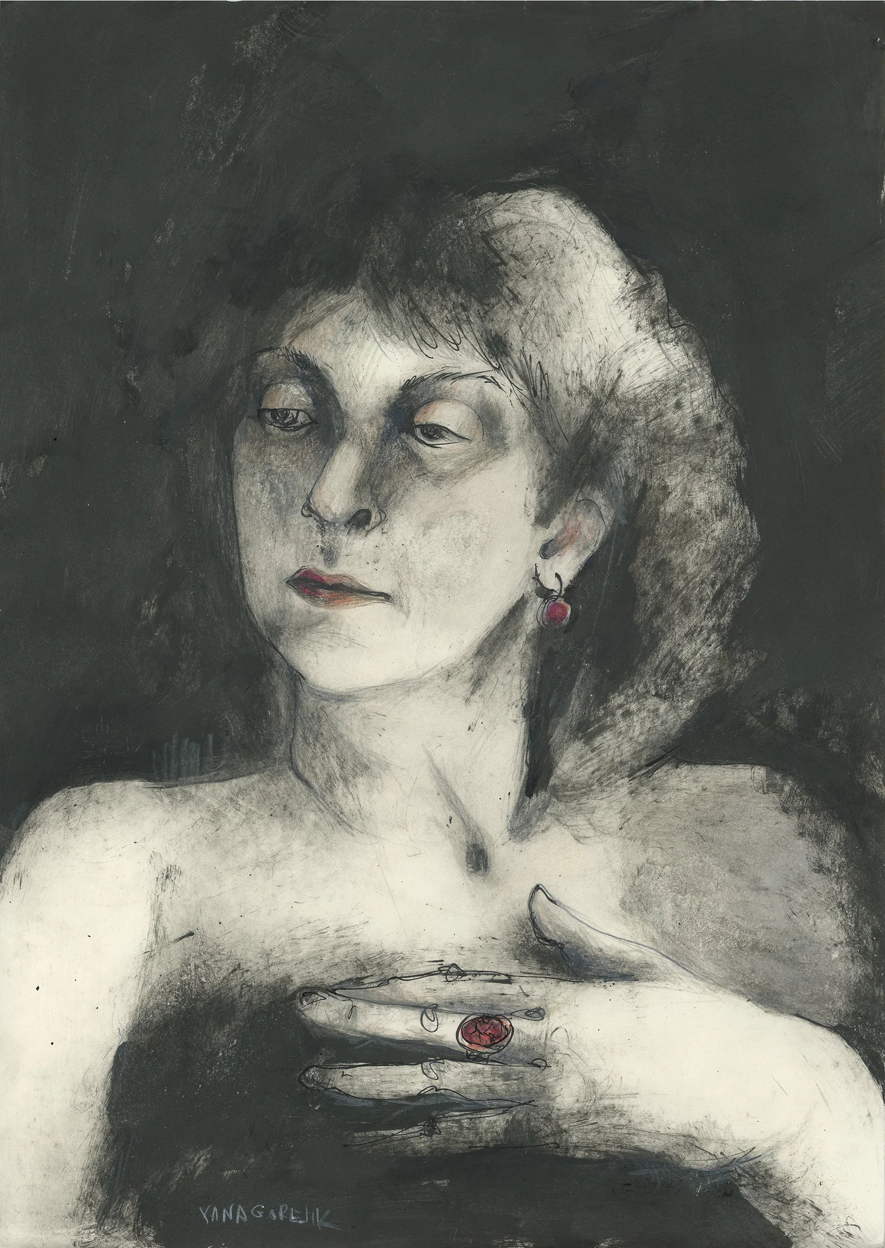 A Woman with red ring by Yana  Gorelik