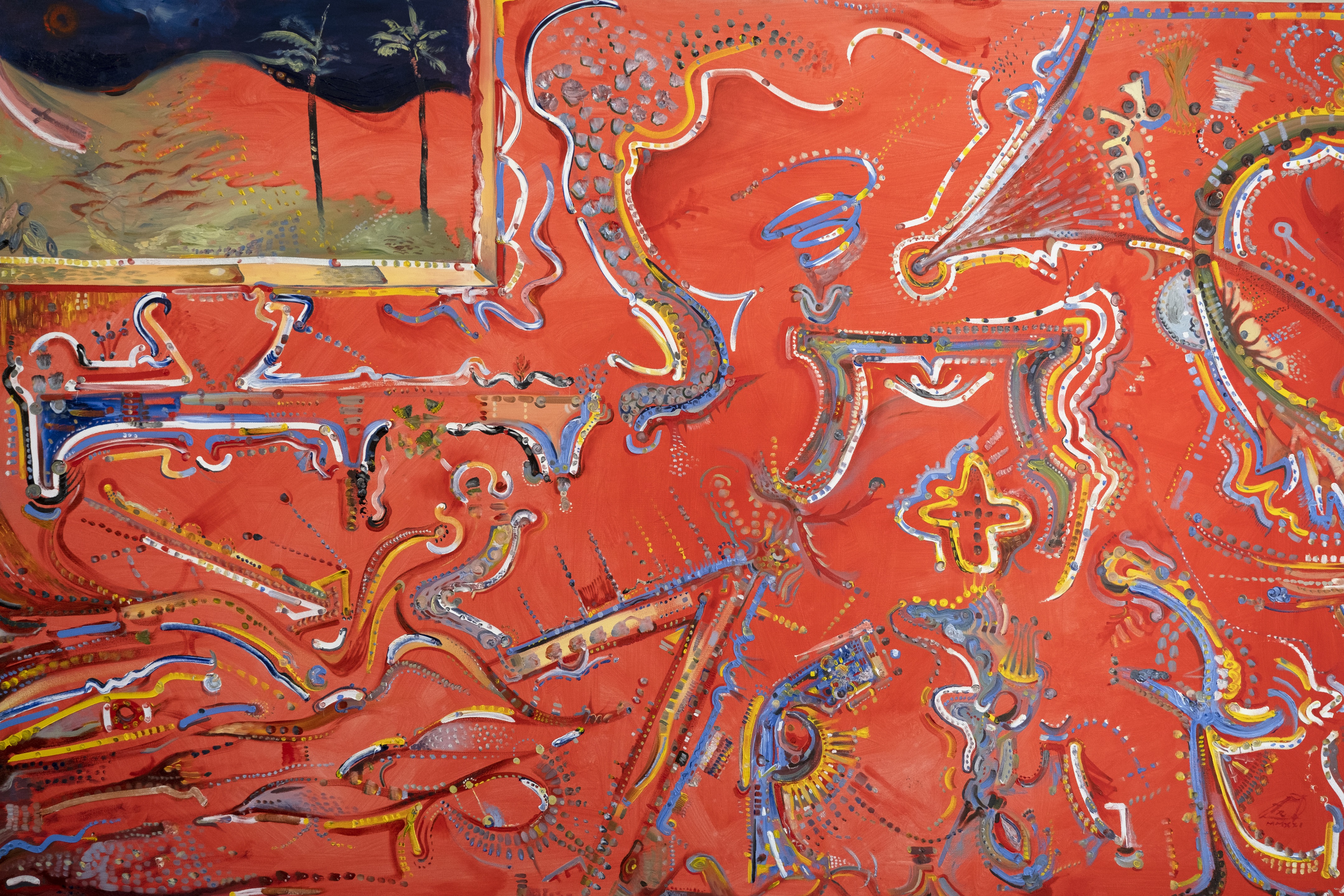 Artwork by Adrián Pellegrini del Riego, Outside the red room, Made of Oil On Canvas 