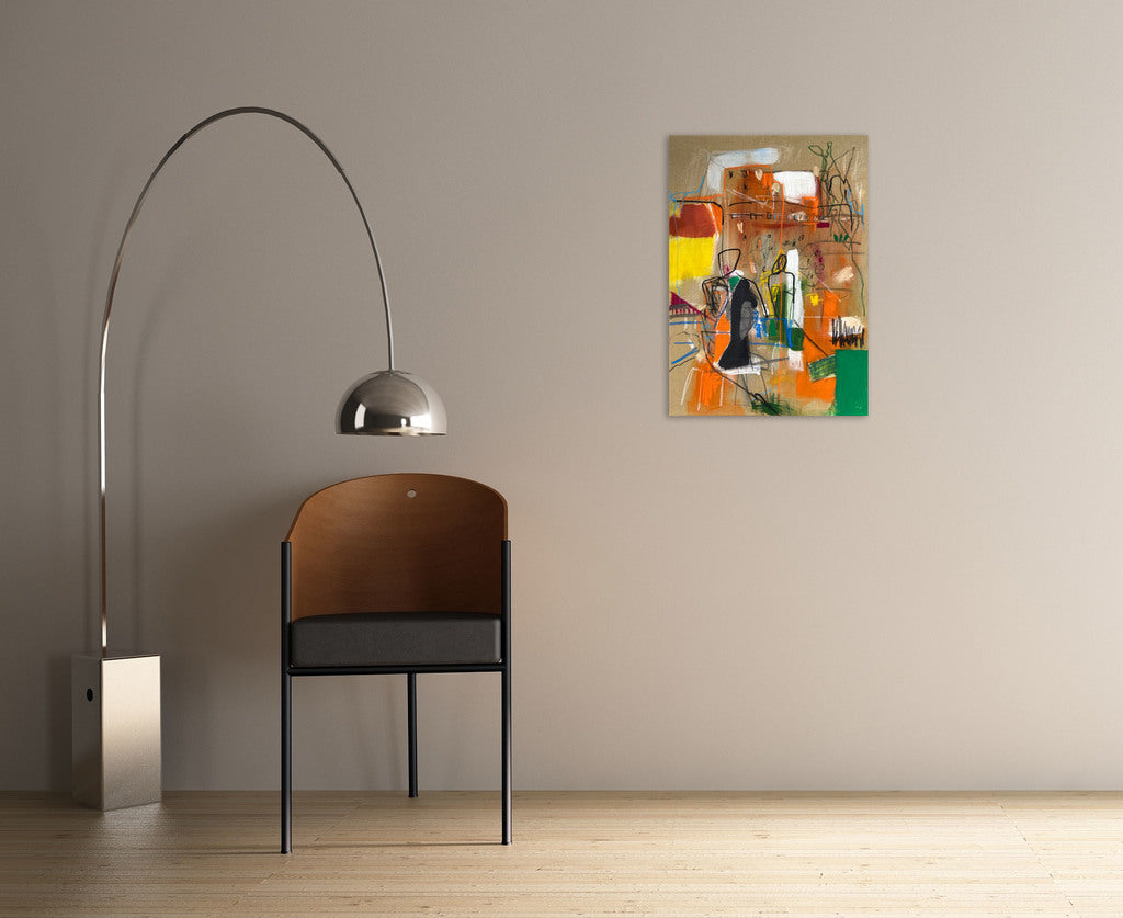 Artwork by Adrienn Krahl, Graphic romantic– Part 1, Made of Acrylic, charcoal and pastel on raw canvas 