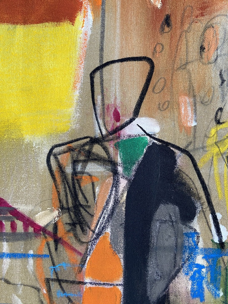 Artwork by Adrienn Krahl, Graphic romantic– Part 1, Made of Acrylic, charcoal and pastel on raw canvas 