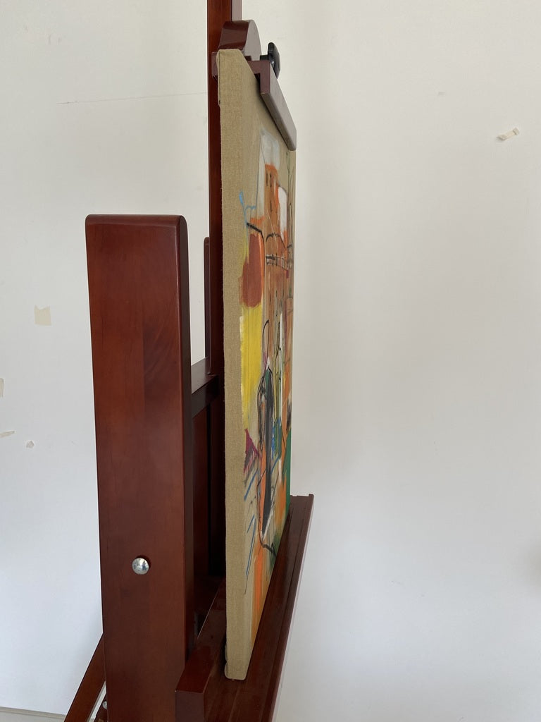 Artwork by Adrienn Krahl, Graphic romantic– Part 1, Made of Acrylic, charcoal and pastel on raw canvas 