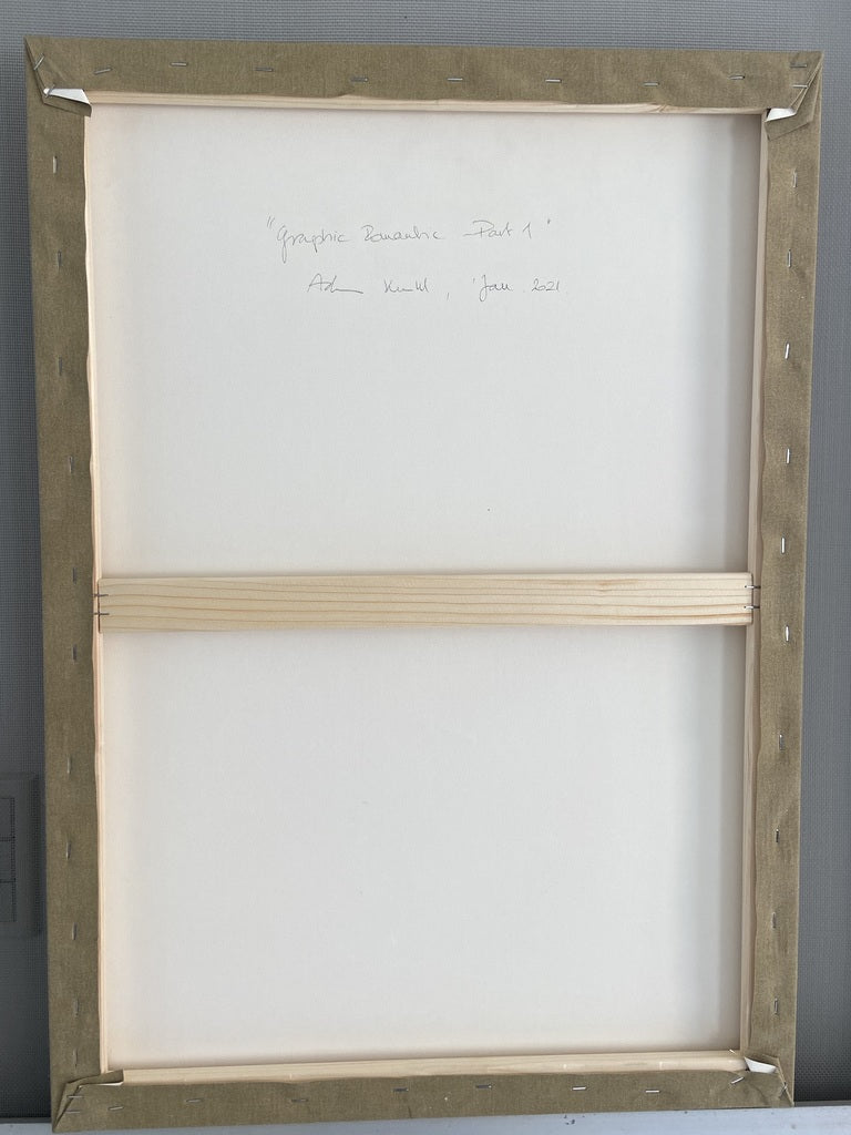 Artwork by Adrienn Krahl, Graphic romantic– Part 1, Made of Acrylic, charcoal and pastel on raw canvas 