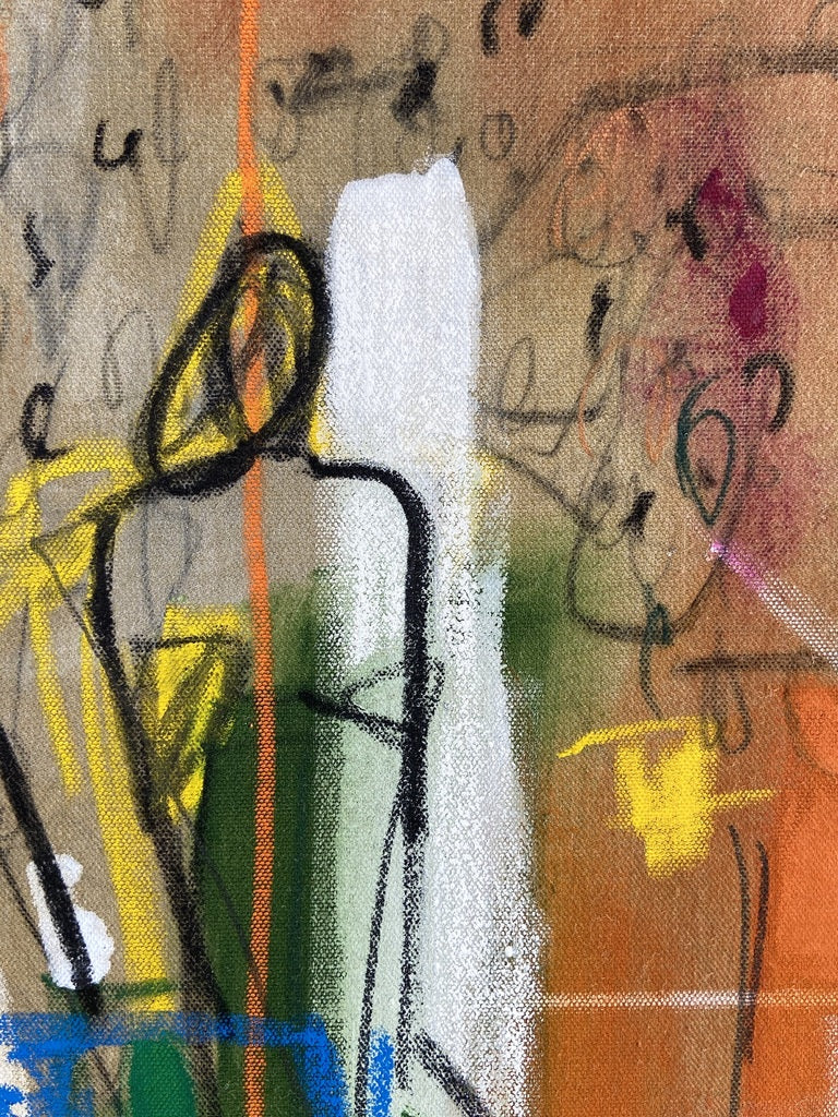 Artwork by Adrienn Krahl, Graphic romantic– Part 1, Made of Acrylic, charcoal and pastel on raw canvas 