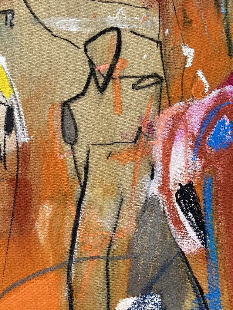 Artwork by Adrienn Krahl, Graphic romantic– Part 2, Made of Acrylic, charcoal and pastel on raw canvas 