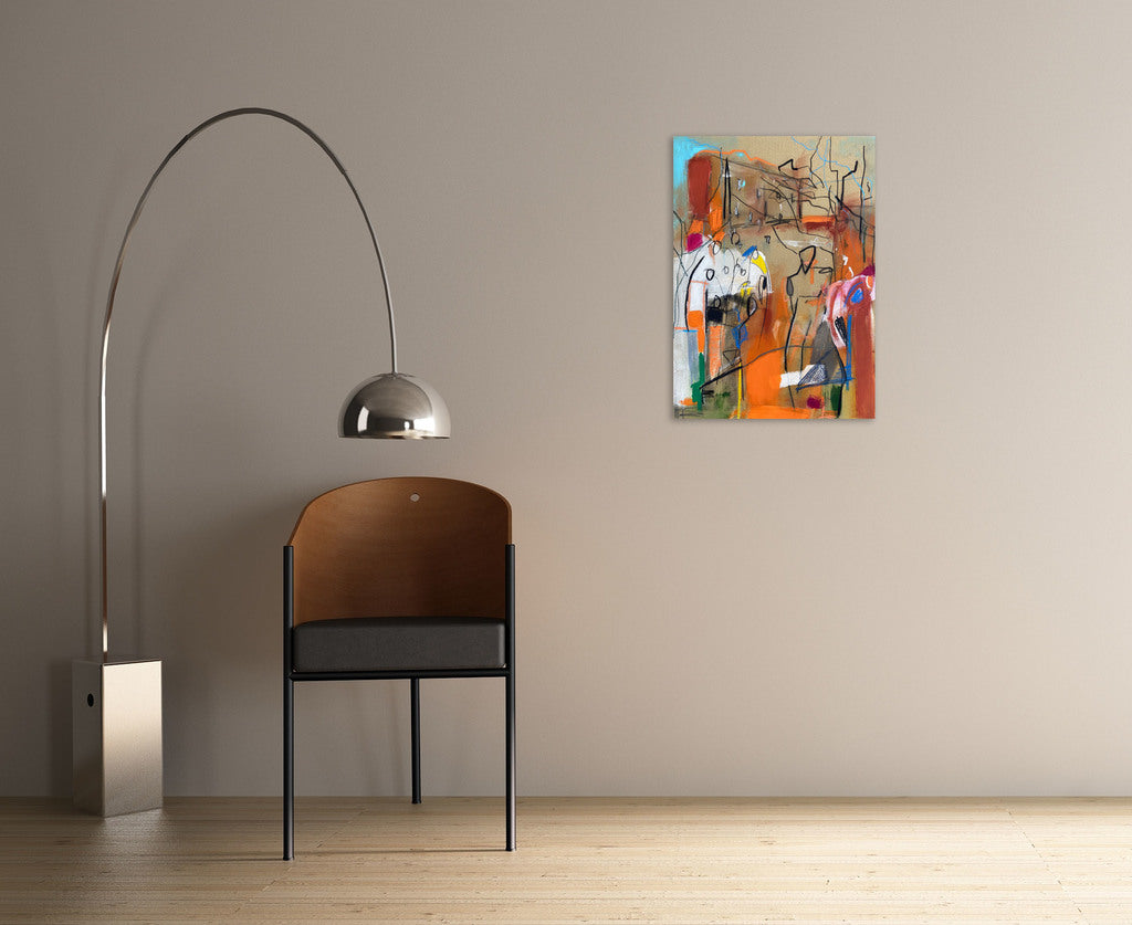 Artwork by Adrienn Krahl, Graphic romantic– Part 2, Made of Acrylic, charcoal and pastel on raw canvas 