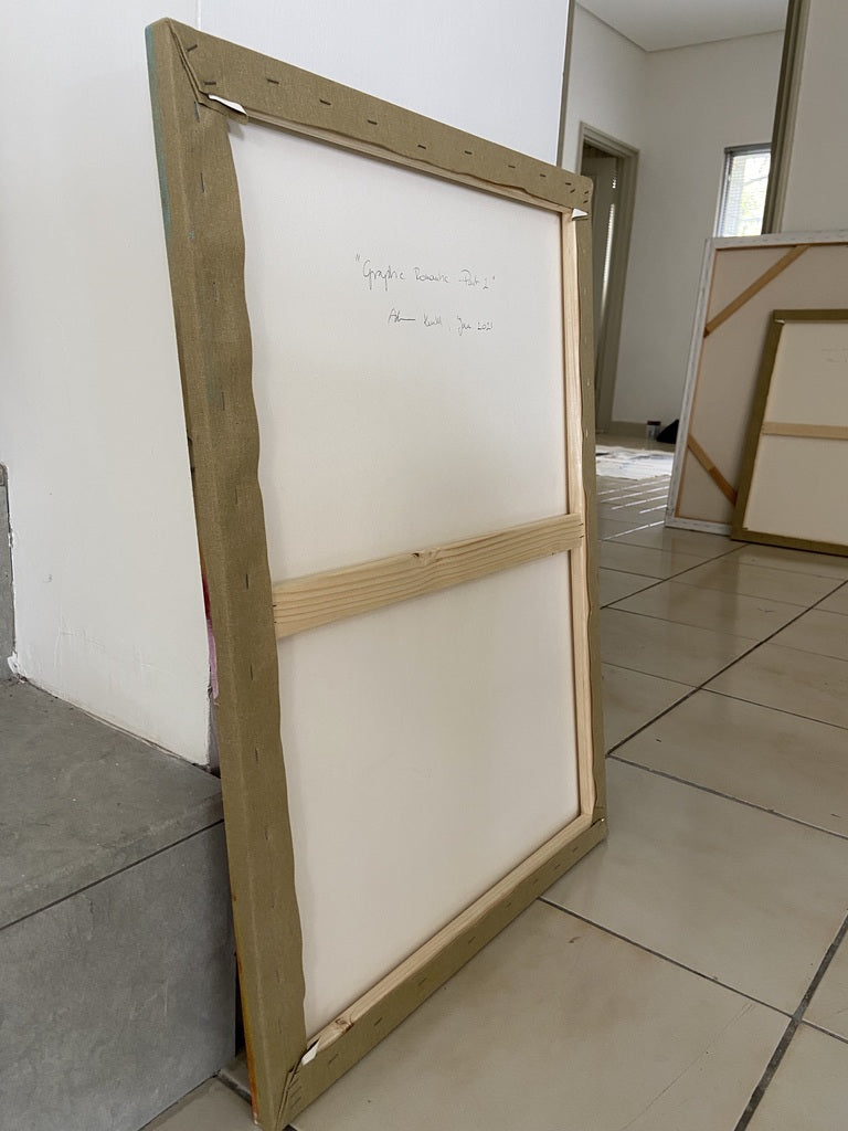 Artwork by Adrienn Krahl, Graphic romantic– Part 2, Made of Acrylic, charcoal and pastel on raw canvas 