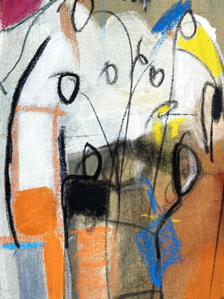 Artwork by Adrienn Krahl, Graphic romantic– Part 2, Made of Acrylic, charcoal and pastel on raw canvas 