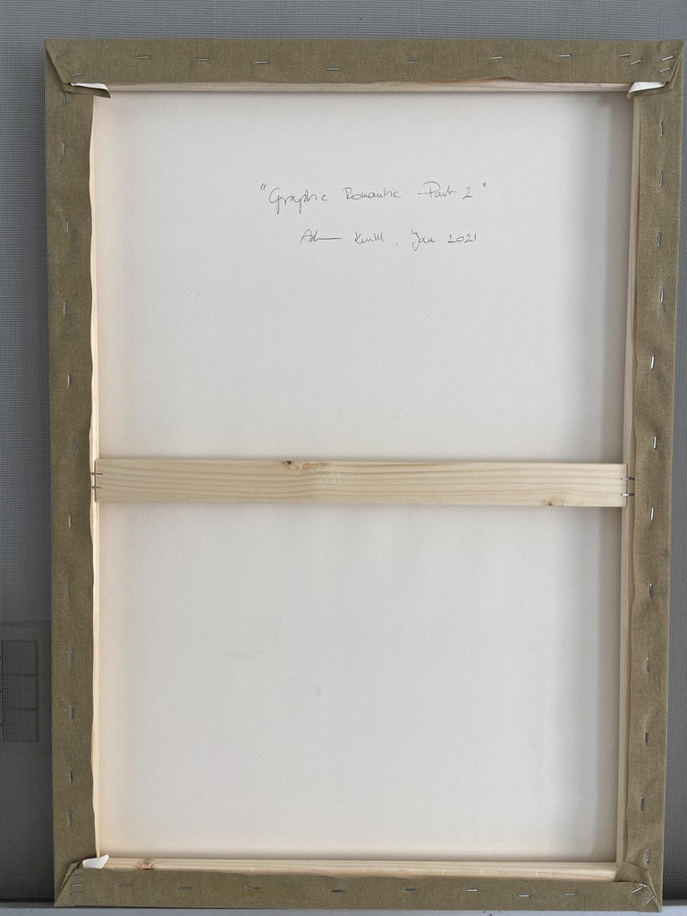 Artwork by Adrienn Krahl, Graphic romantic– Part 2, Made of Acrylic, charcoal and pastel on raw canvas 