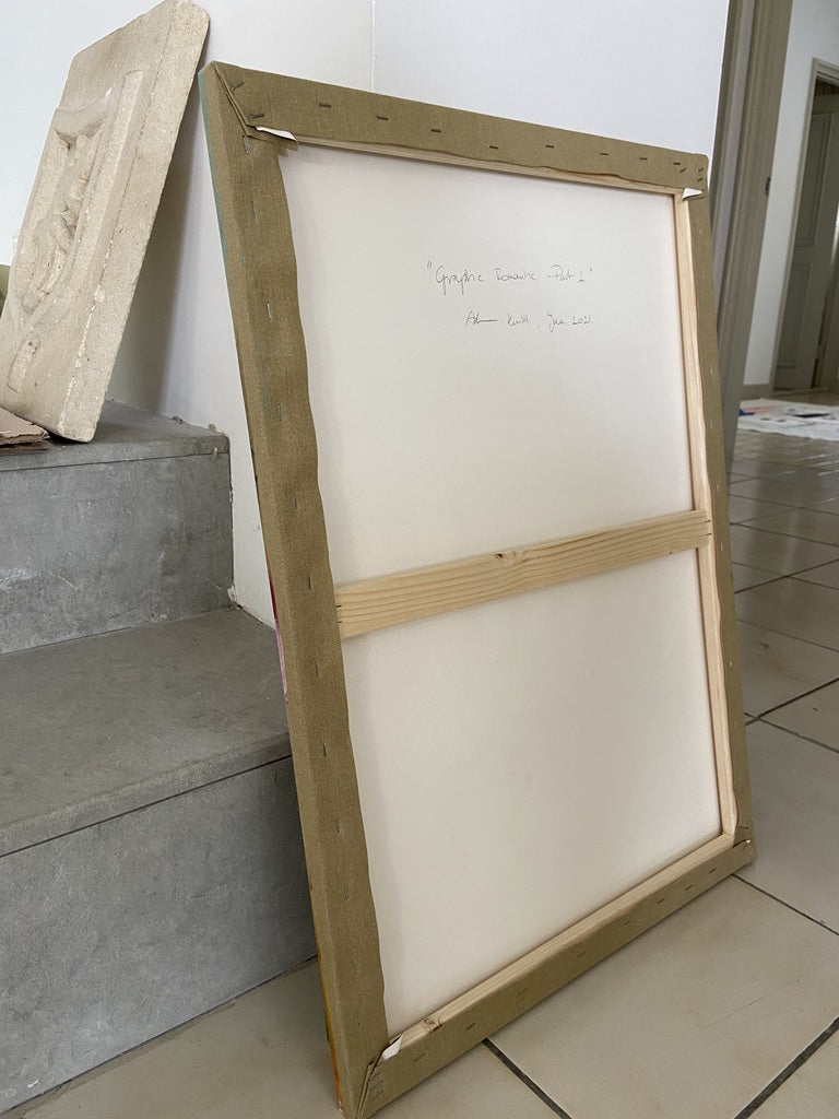 Artwork by Adrienn Krahl, Graphic romantic– Part 2, Made of Acrylic, charcoal and pastel on raw canvas 