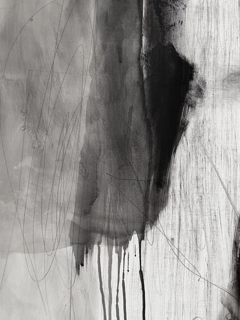 Artwork by Adrienn Krahl, Monochromatic Series – Nr 1, Made of Acrylic, charcoal, graphite and oil pastel on (white) canvas 