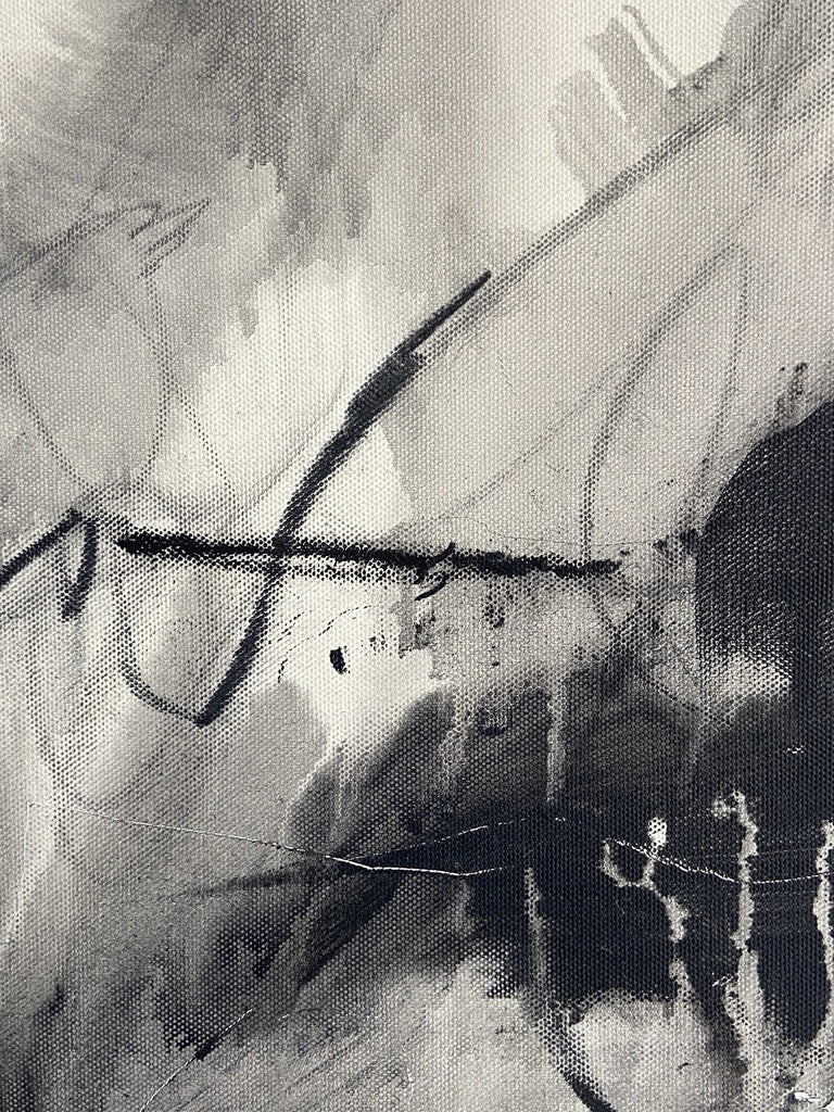 Artwork by Adrienn Krahl, Monochrome abstraction Part 1, Made of Acrylic, charcoal and graphite on canvas 