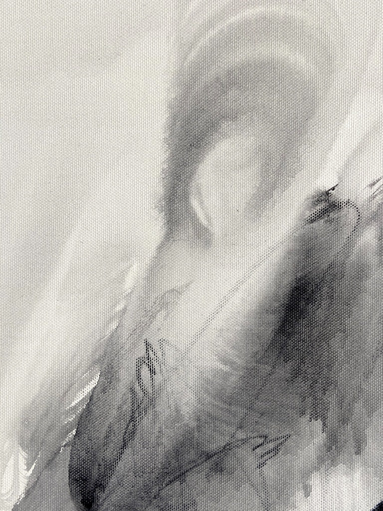 Artwork by Adrienn Krahl, Monochrome abstraction Part 1, Made of Acrylic, charcoal and graphite on canvas 