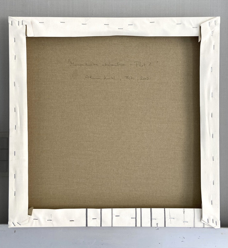 Artwork by Adrienn Krahl, Monochrome abstraction Part 1, Made of Acrylic, charcoal and graphite on canvas 