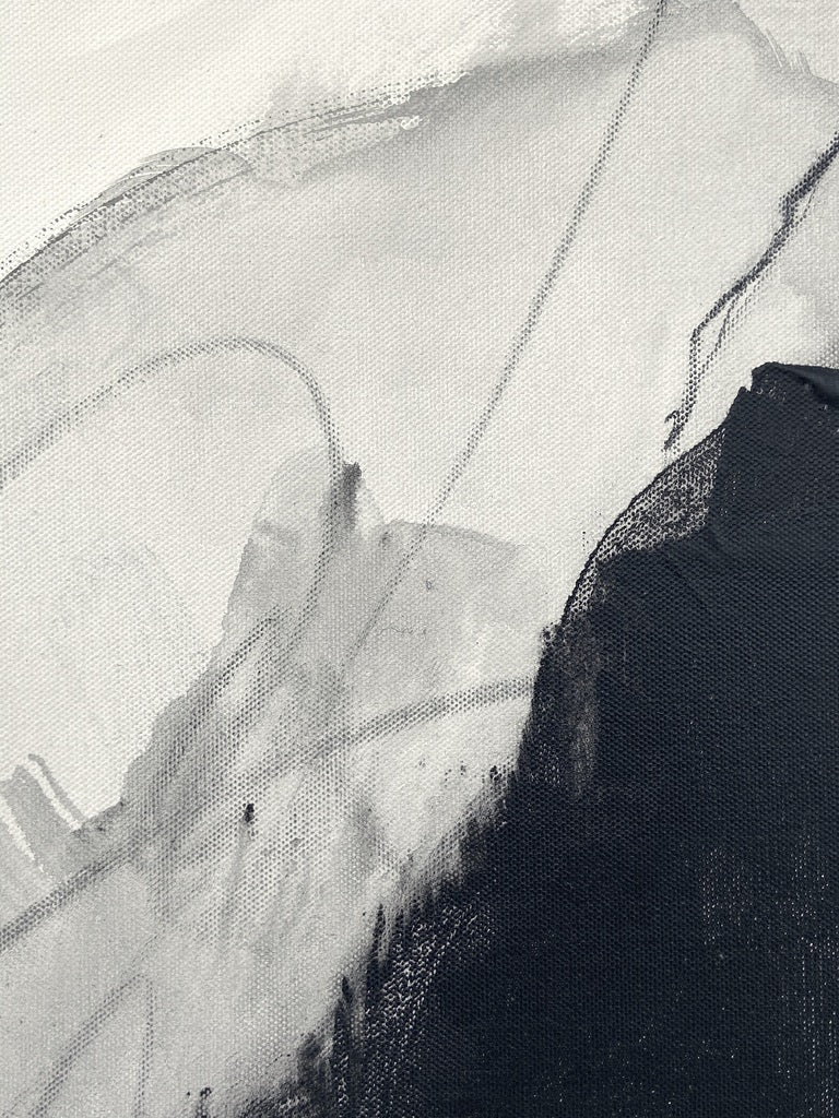 Artwork by Adrienn Krahl, Monochrome abstraction Part 1, Made of Acrylic, charcoal and graphite on canvas 