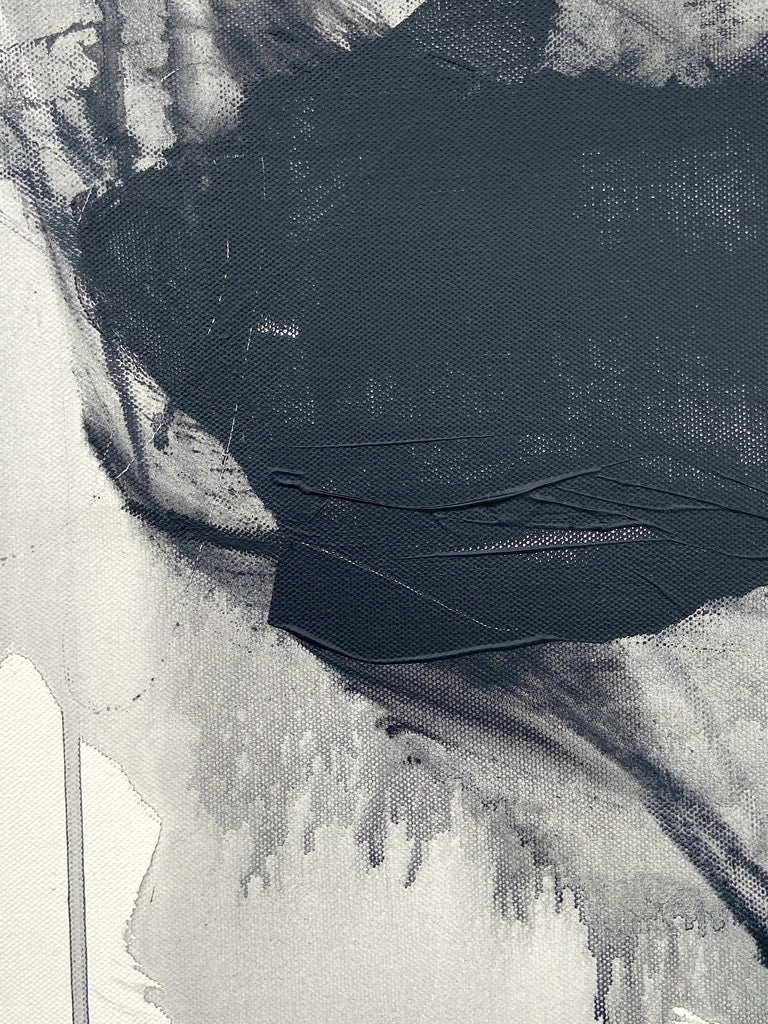 Artwork by Adrienn Krahl, Monochrome abstraction Part 2, Made of Acrylic, charcoal and graphite on canvas 