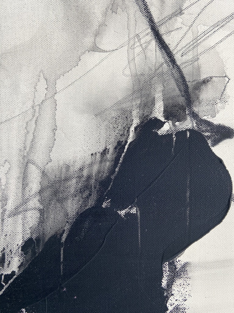 Artwork by Adrienn Krahl, Monochrome abstraction Part 2, Made of Acrylic, charcoal and graphite on canvas 