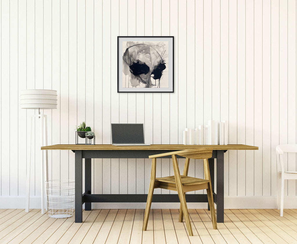 Artwork by Adrienn Krahl, Monochrome abstraction Part 2, Made of Acrylic, charcoal and graphite on canvas 