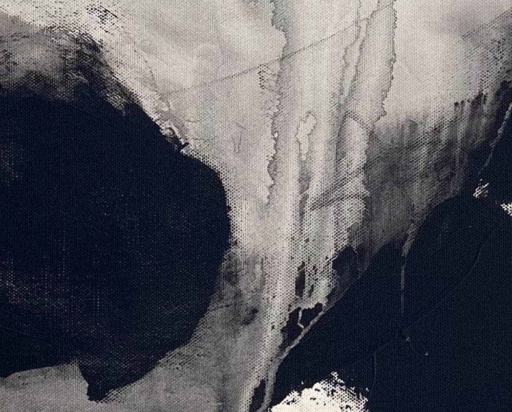 Artwork by Adrienn Krahl, Monochrome abstraction Part 2, Made of Acrylic, charcoal and graphite on canvas 