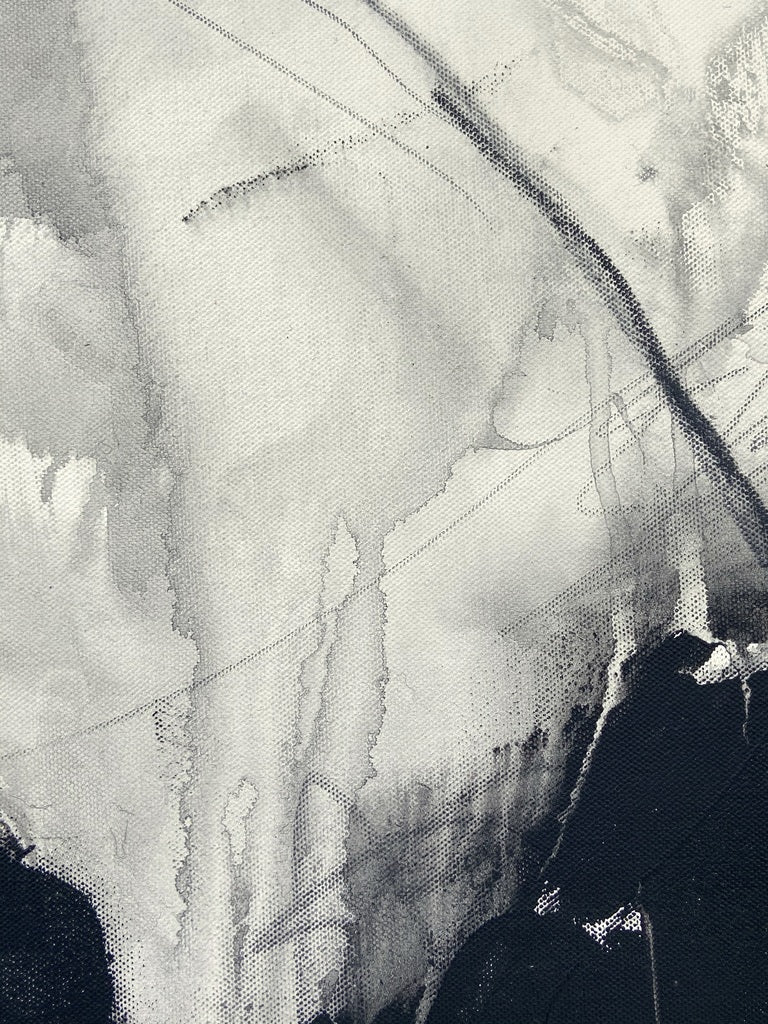 Artwork by Adrienn Krahl, Monochrome abstraction Part 2, Made of Acrylic, charcoal and graphite on canvas 