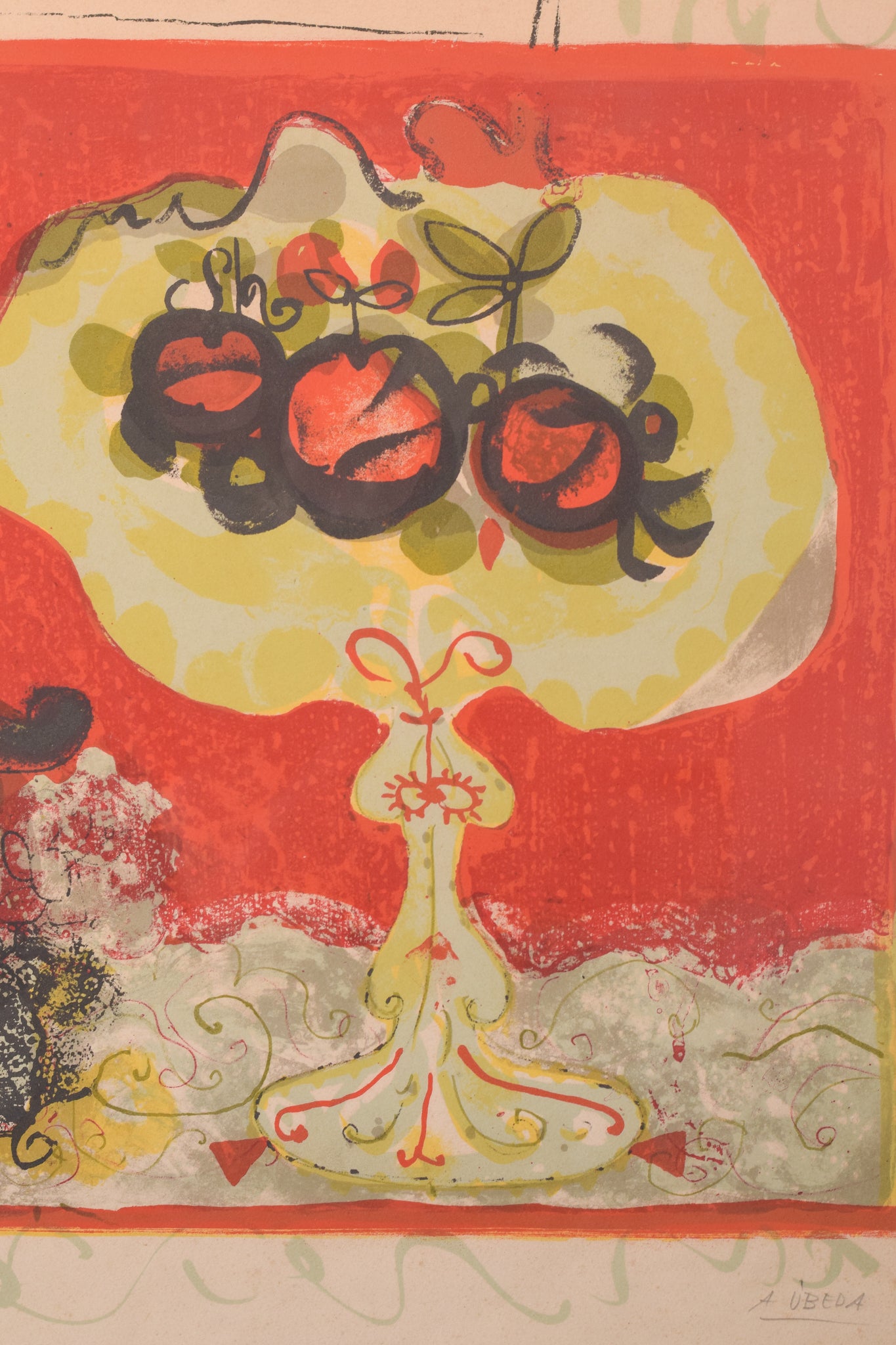 Artwork by Agustín Ubeda, Lady with Fruit, Made of Silk-screen 