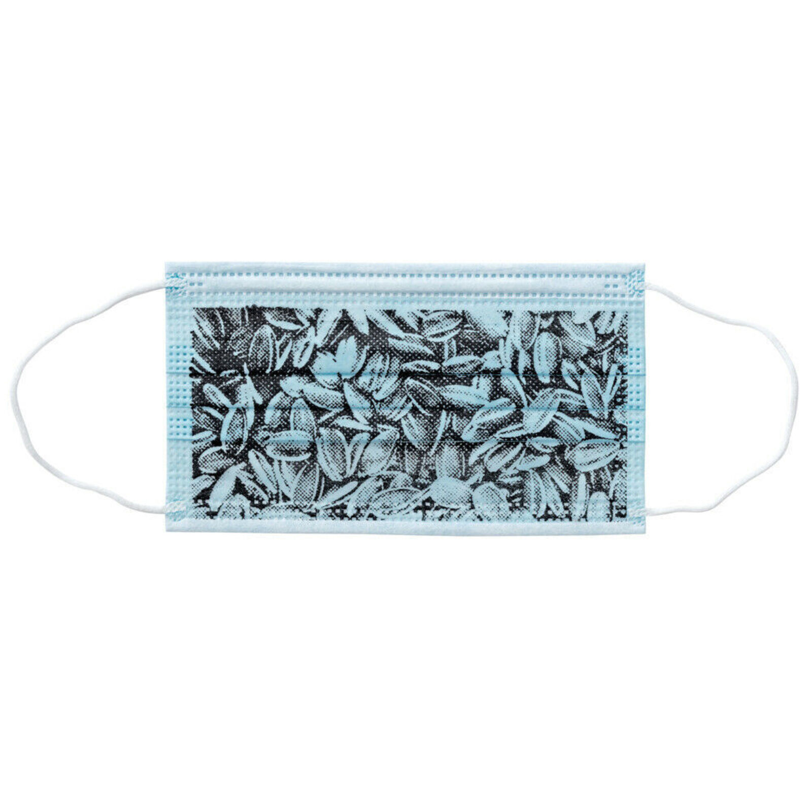 a close up of a face mask on a white background