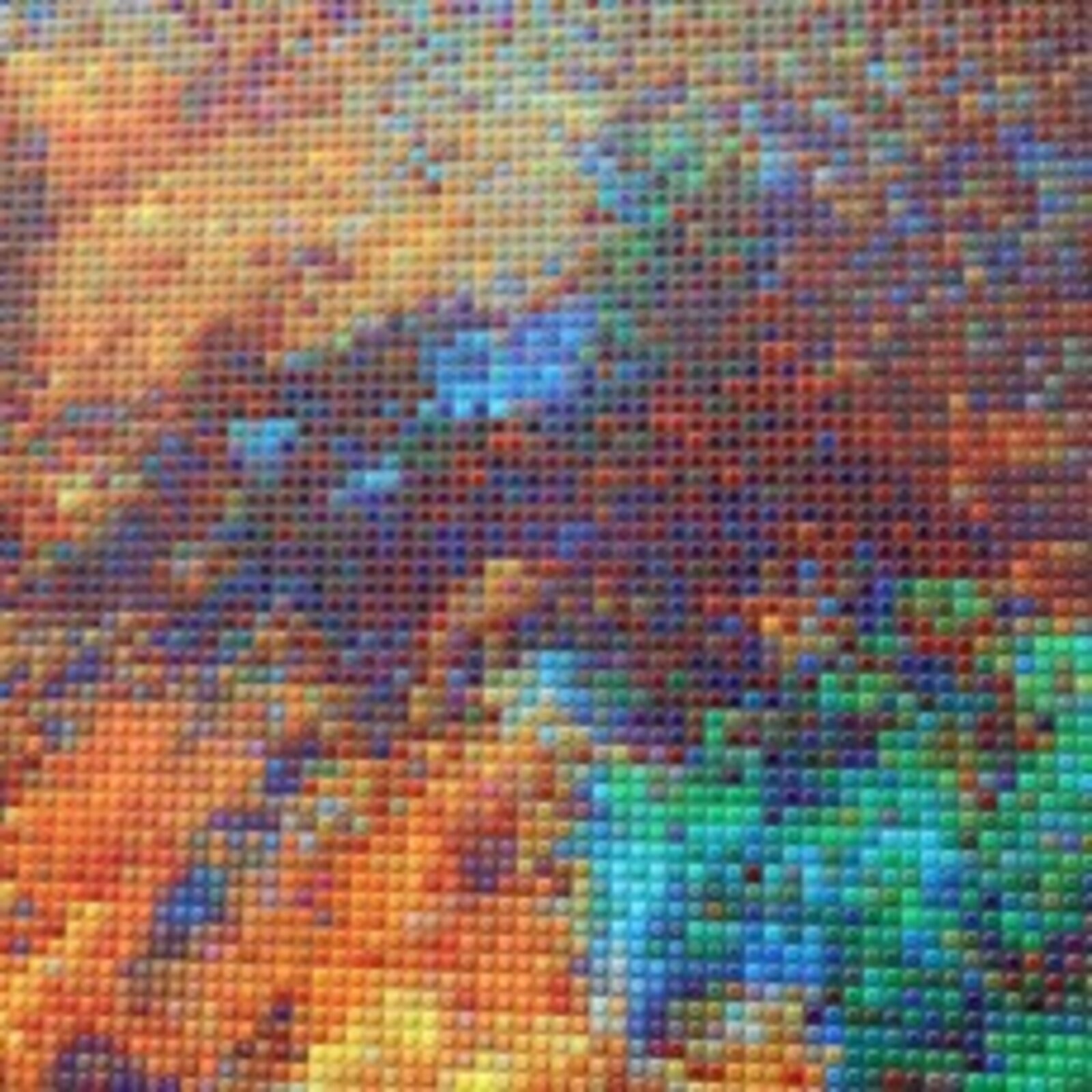 A panoramic abstract landscape blending fiery reds and oranges with deep blues.