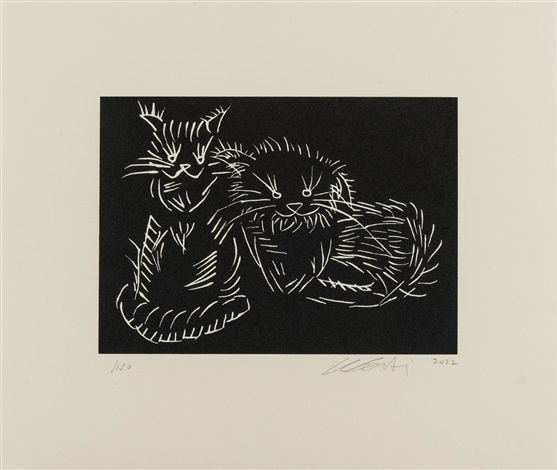 Artwork by Ai Weiwei, Cats Black, Made of Screen print on Saunders Waterford paper, hot pressed, natural, 300gsm 