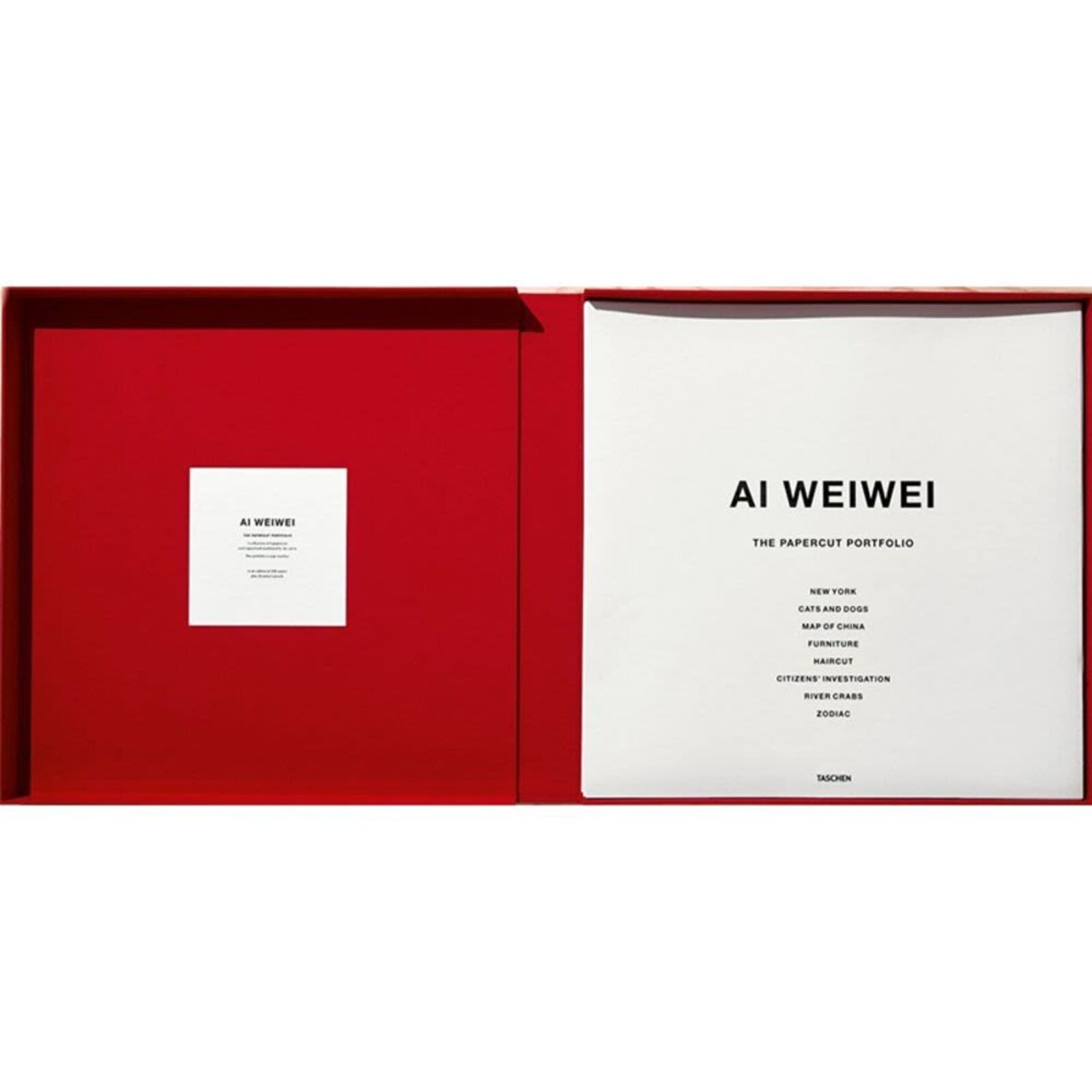 A set of six red paper cut art prints on a white background.