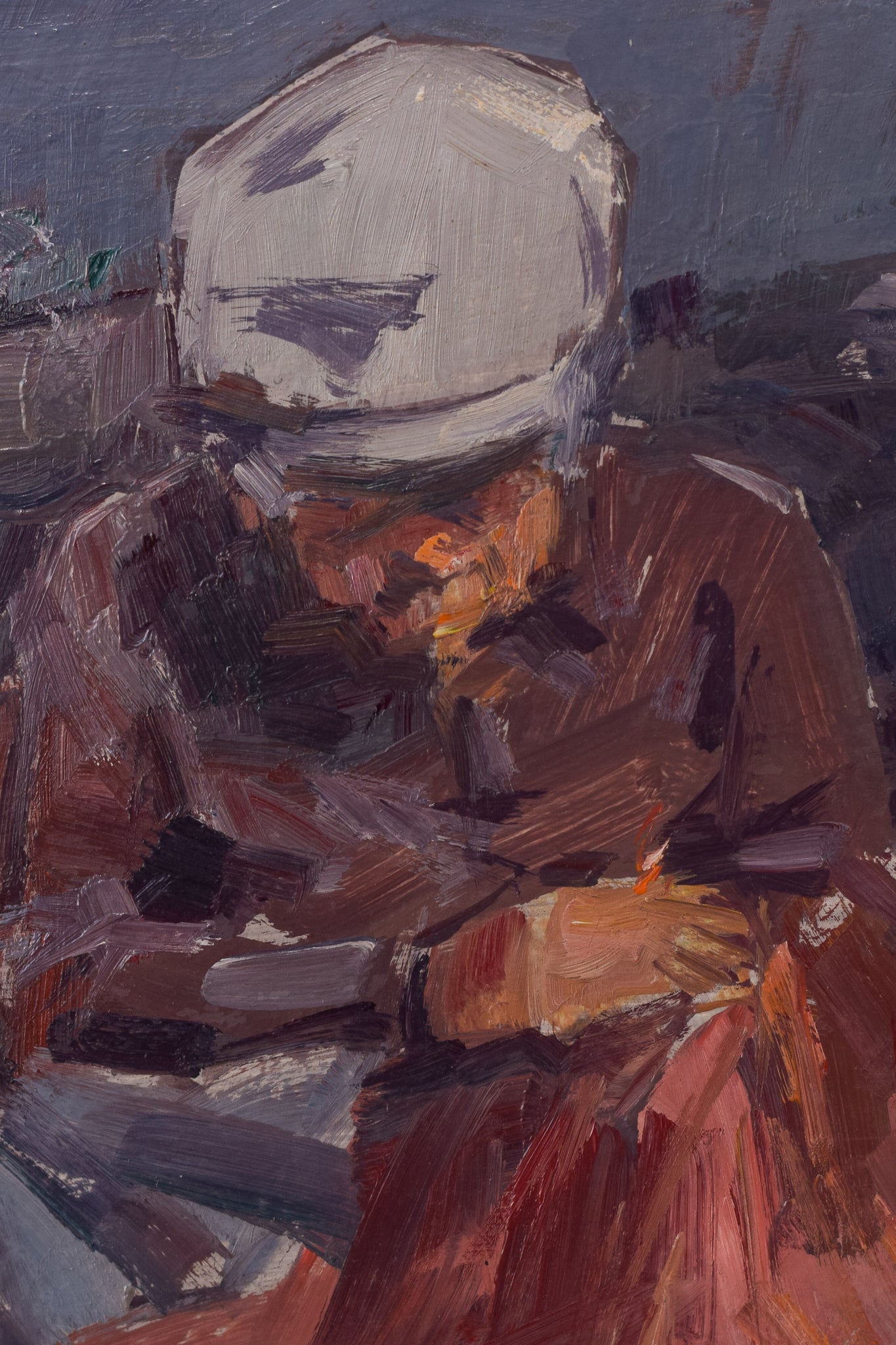 Post Impressionist Study of Fishermen Repairing Nets