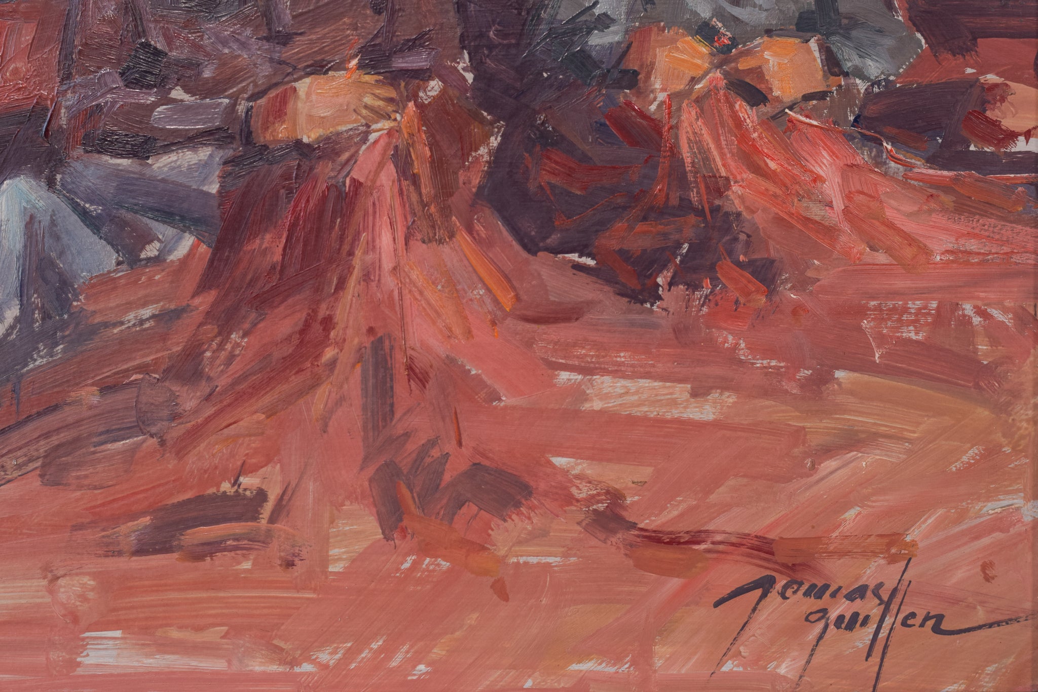 Post Impressionist Study of Fishermen Repairing Nets