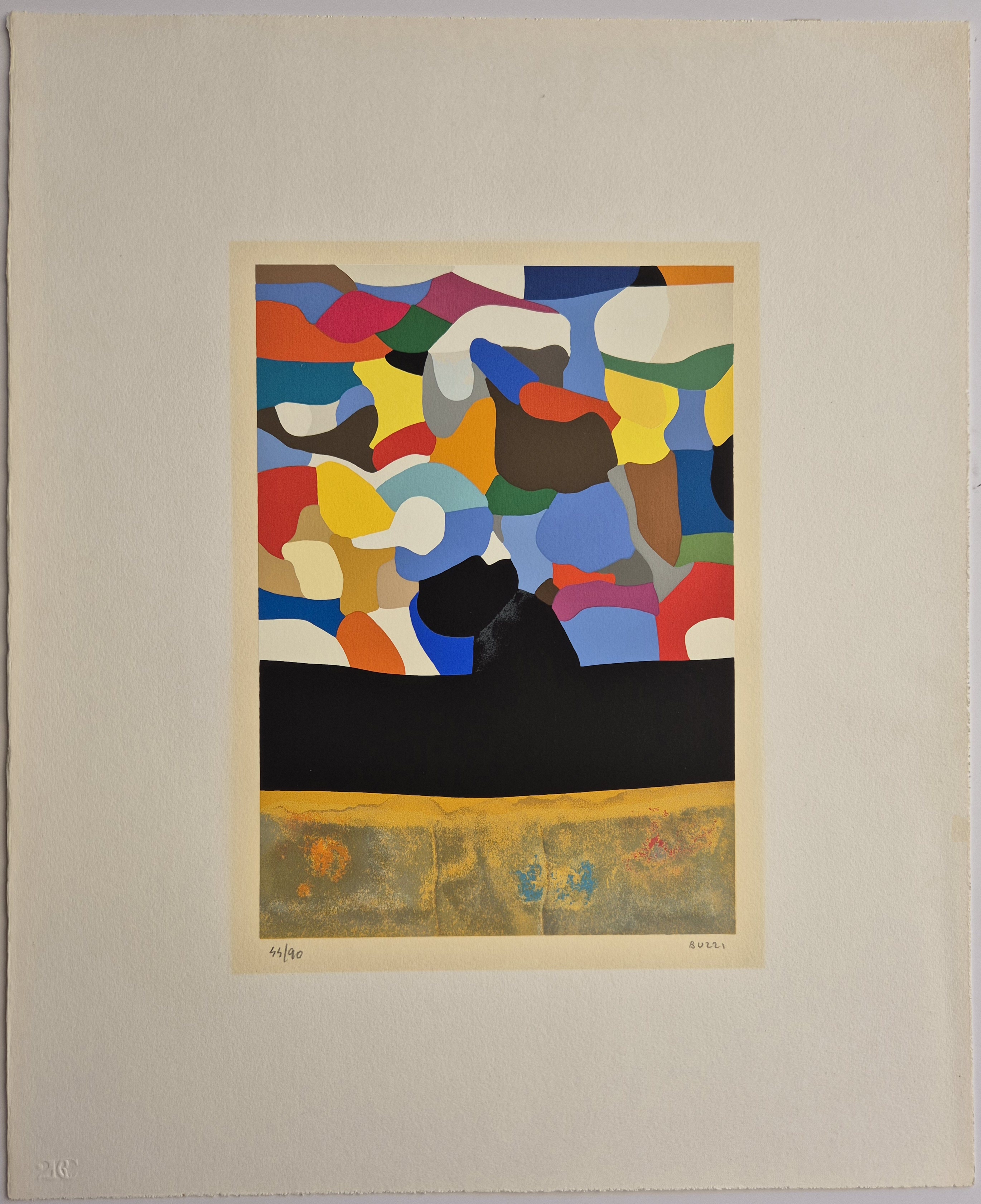 A picture of a painting on a white wall.