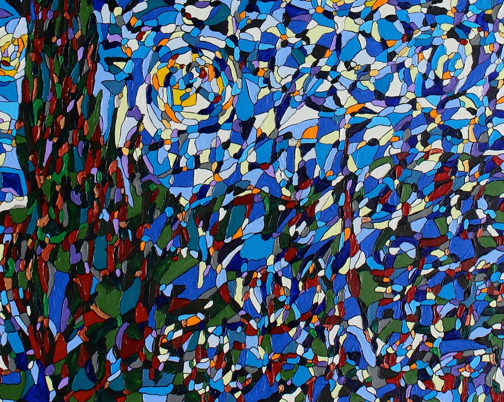 A painting on a wall in a room. 