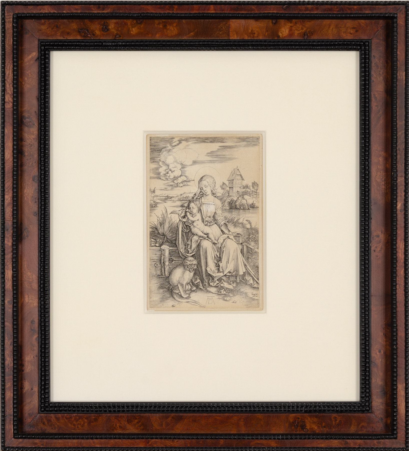 Artwork by Albrecht Dürer, Madonna And Child With The Monkey, Made of Engraving Printed In Black Ink On Laid Paper 