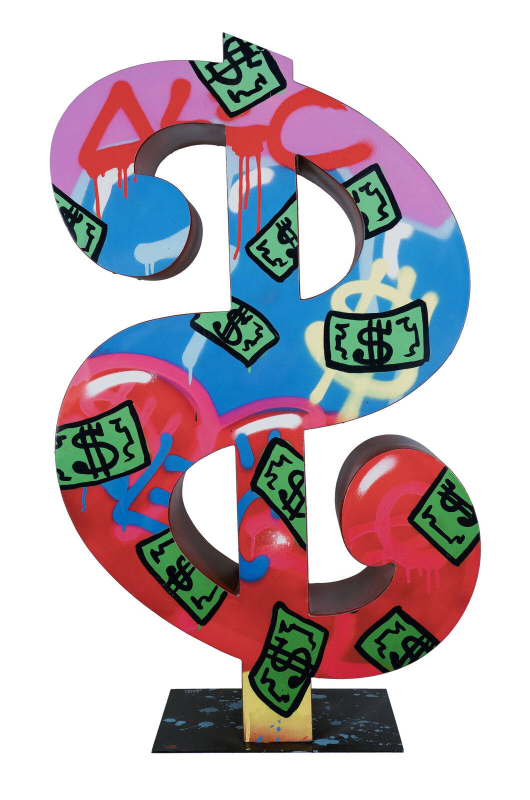 Artwork by Alec Monopoly, DOLLAR RICHIE WITH MONEY BAG, Made of Mixed Media On Steel 