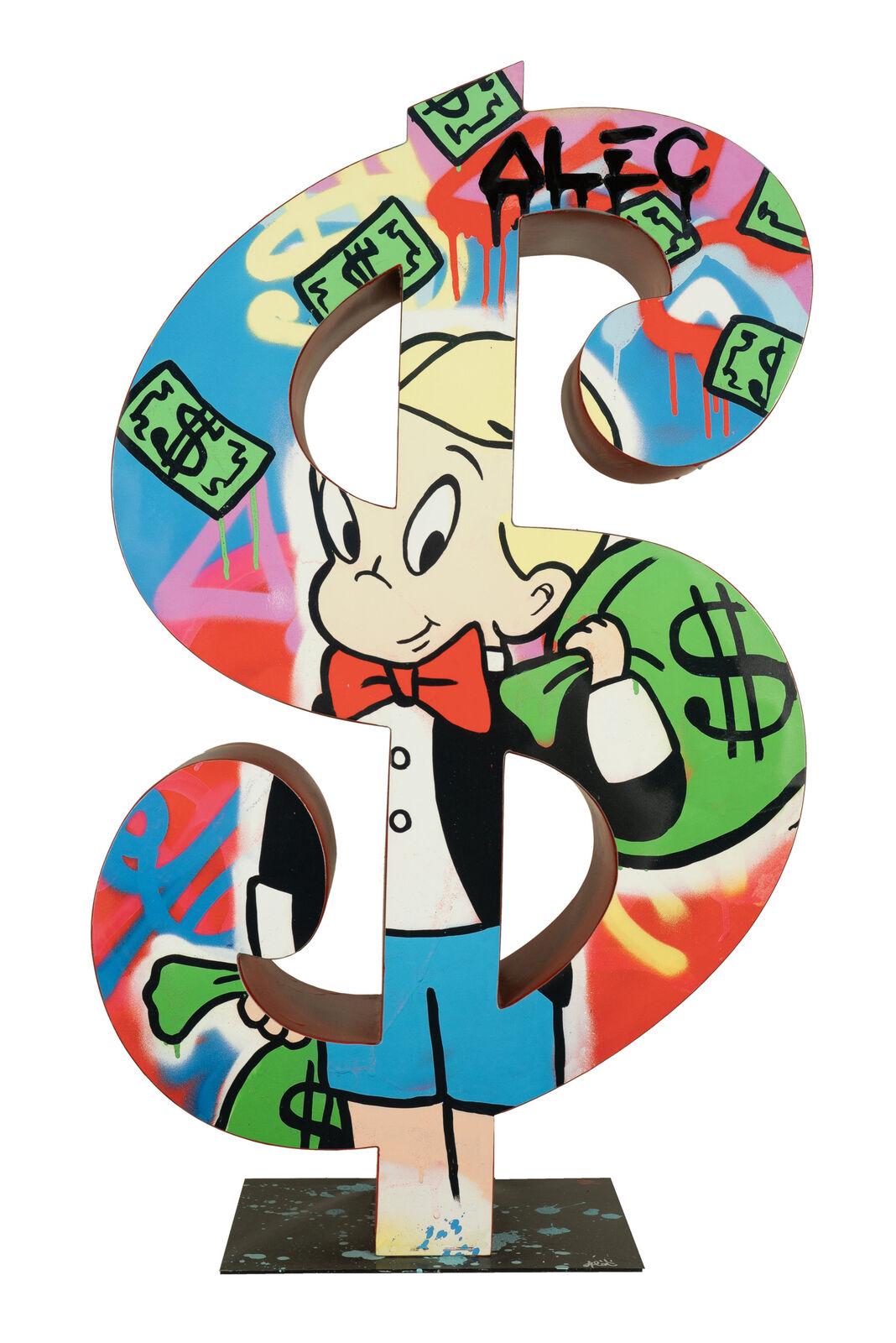 DOLLAR RICHIE WITH MONEY BAG by Alec Monopoly, 2017