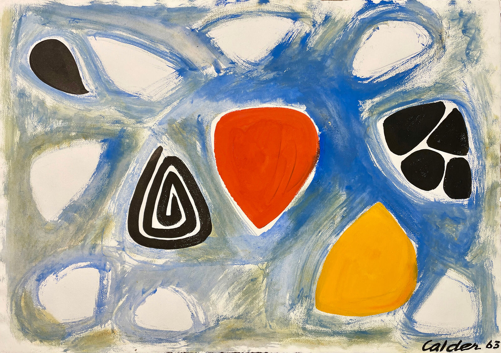 Artwork by Alexander Calder, Disc Rouge, Made of Gouache and ink on paper 