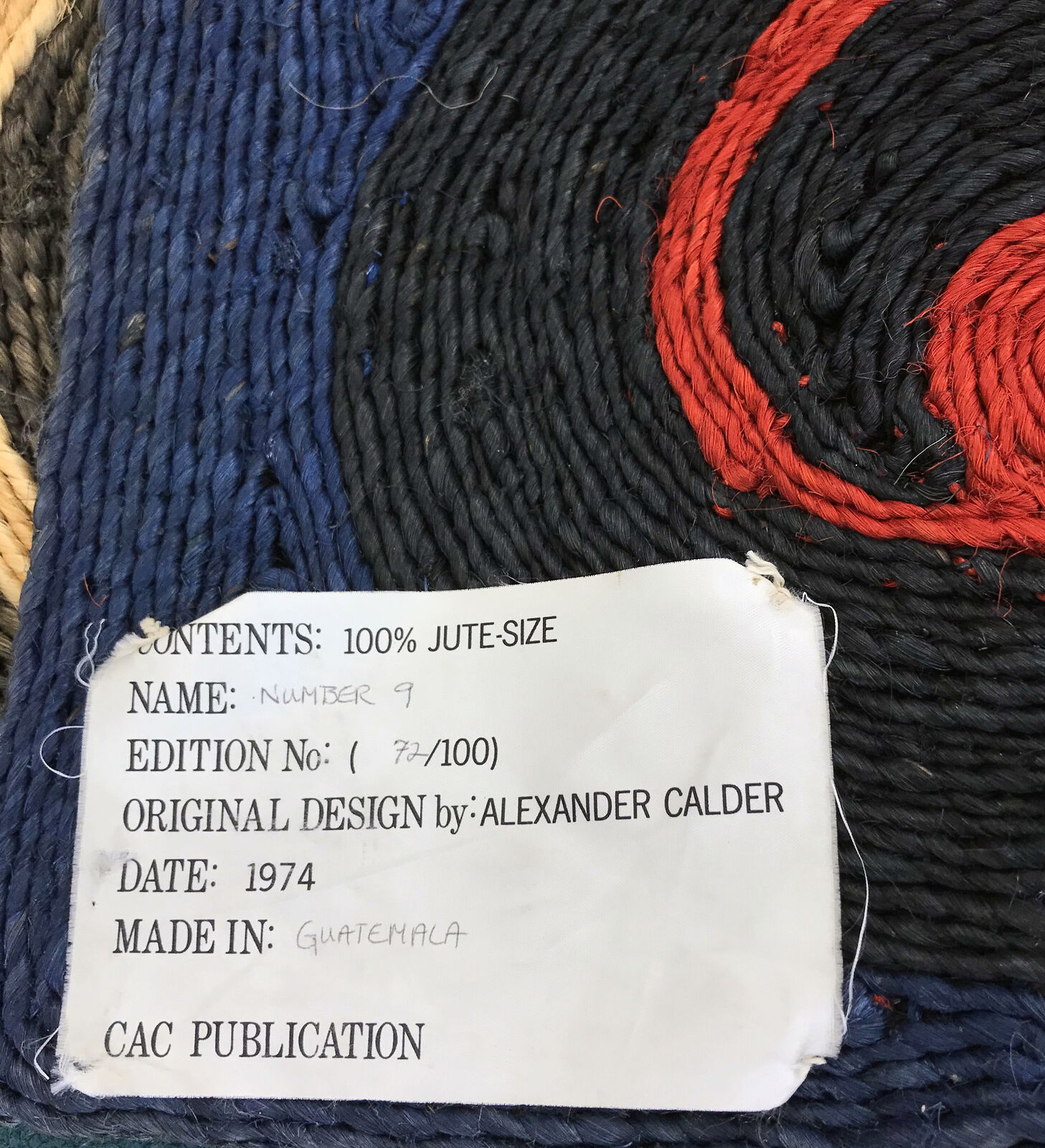 Artwork by Alexander Calder, NUMBER 9, Made of Tapestry 