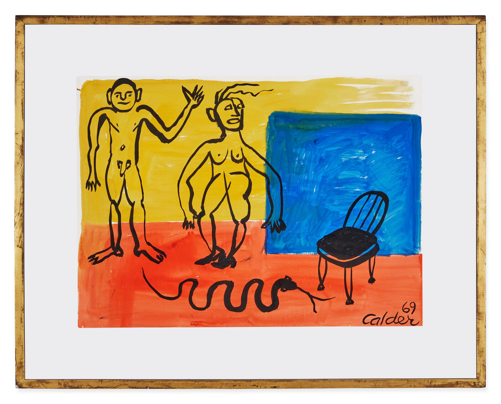 Artwork by Alexander Calder, Black Chair (Original Gouache), Made of Gouache On Paper 