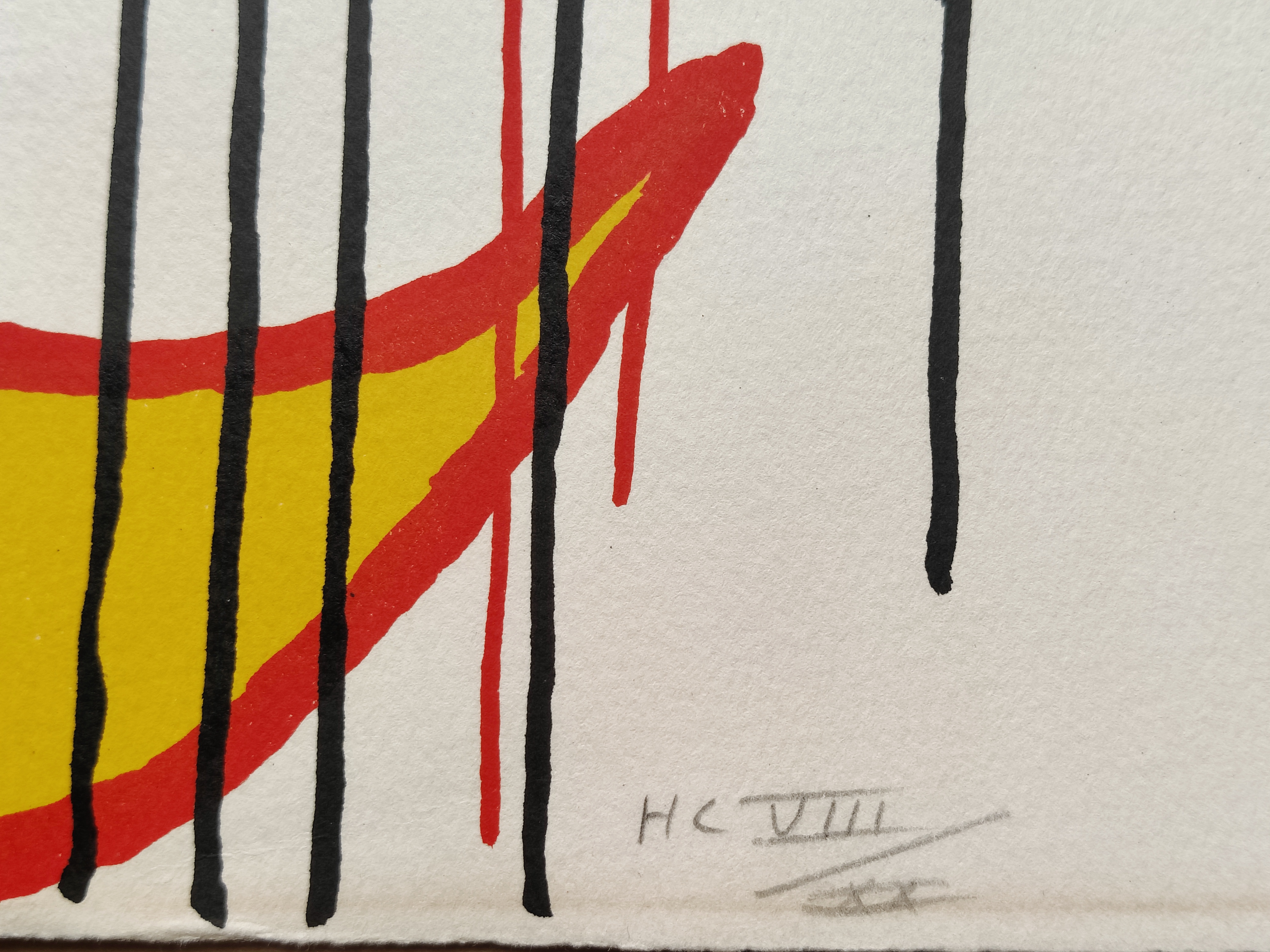 A painting of red and black flowers on a white background.