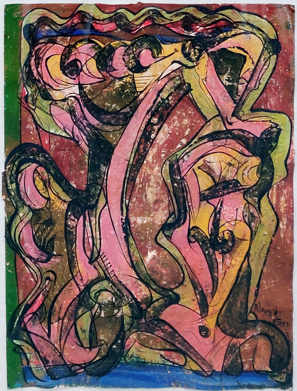 Artwork by Alexander Gore, GETTING CONSTANT WAVINGS FROM SURRAUNDINGS, Made of Oil On Handmade Paper 