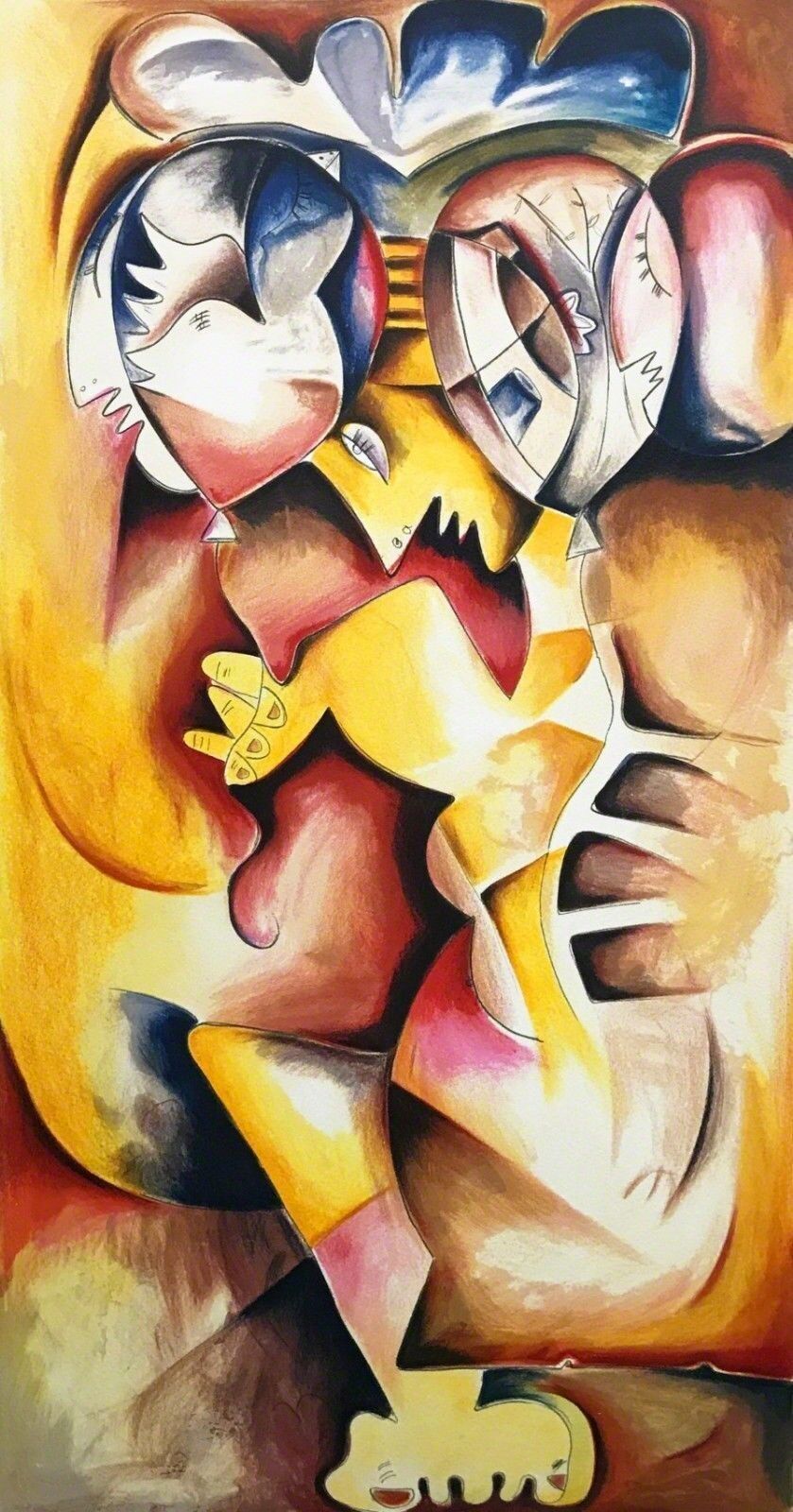 a painting of a woman with a hat on her head