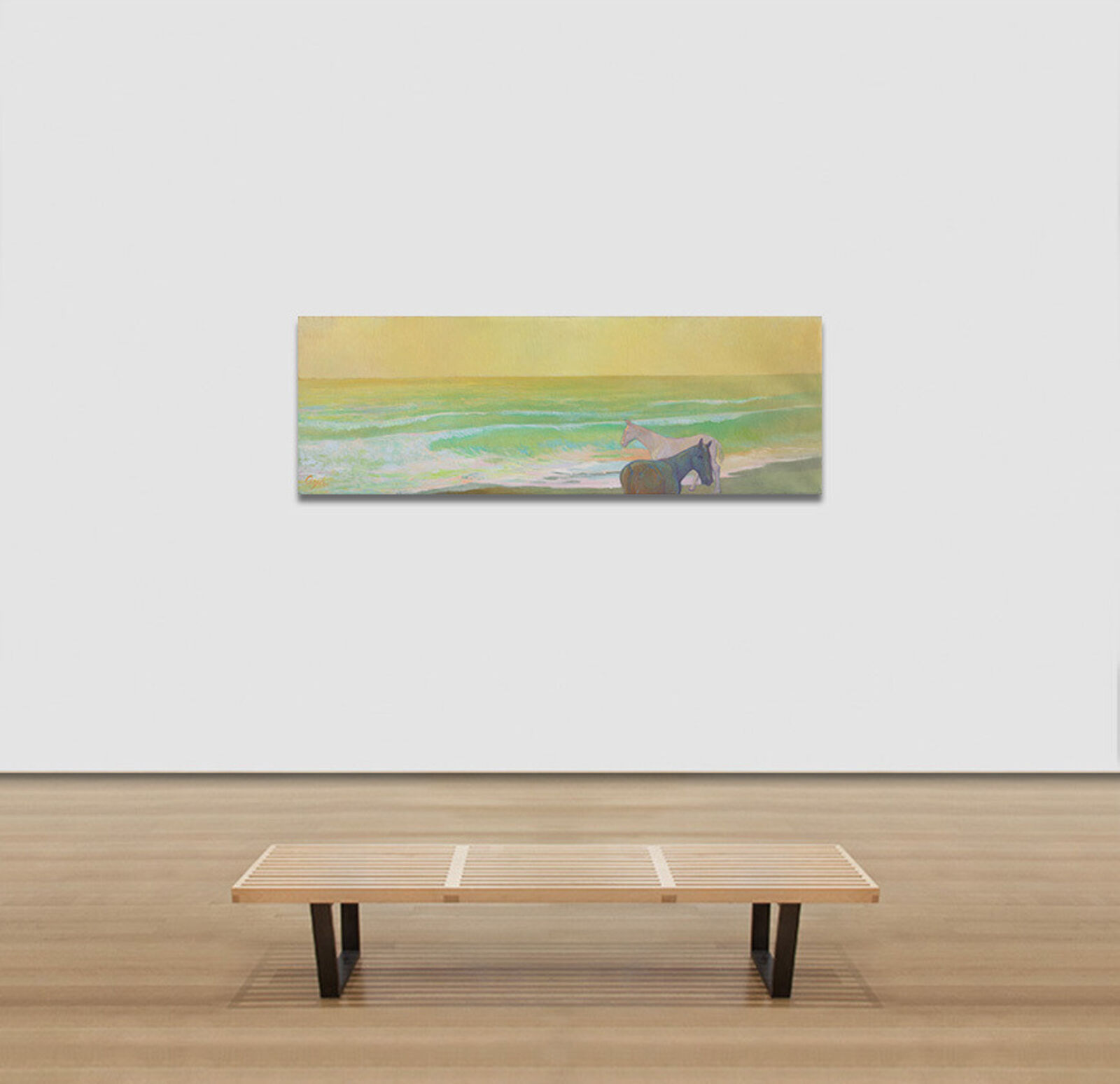 Artwork by Alfredo Aya, Paseo por la Playa, Made of Oil on Canvas 