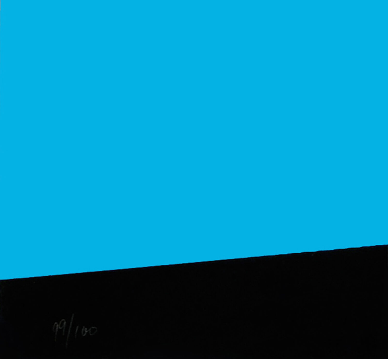 A black and blue picture with a red arrow pointing to the right.