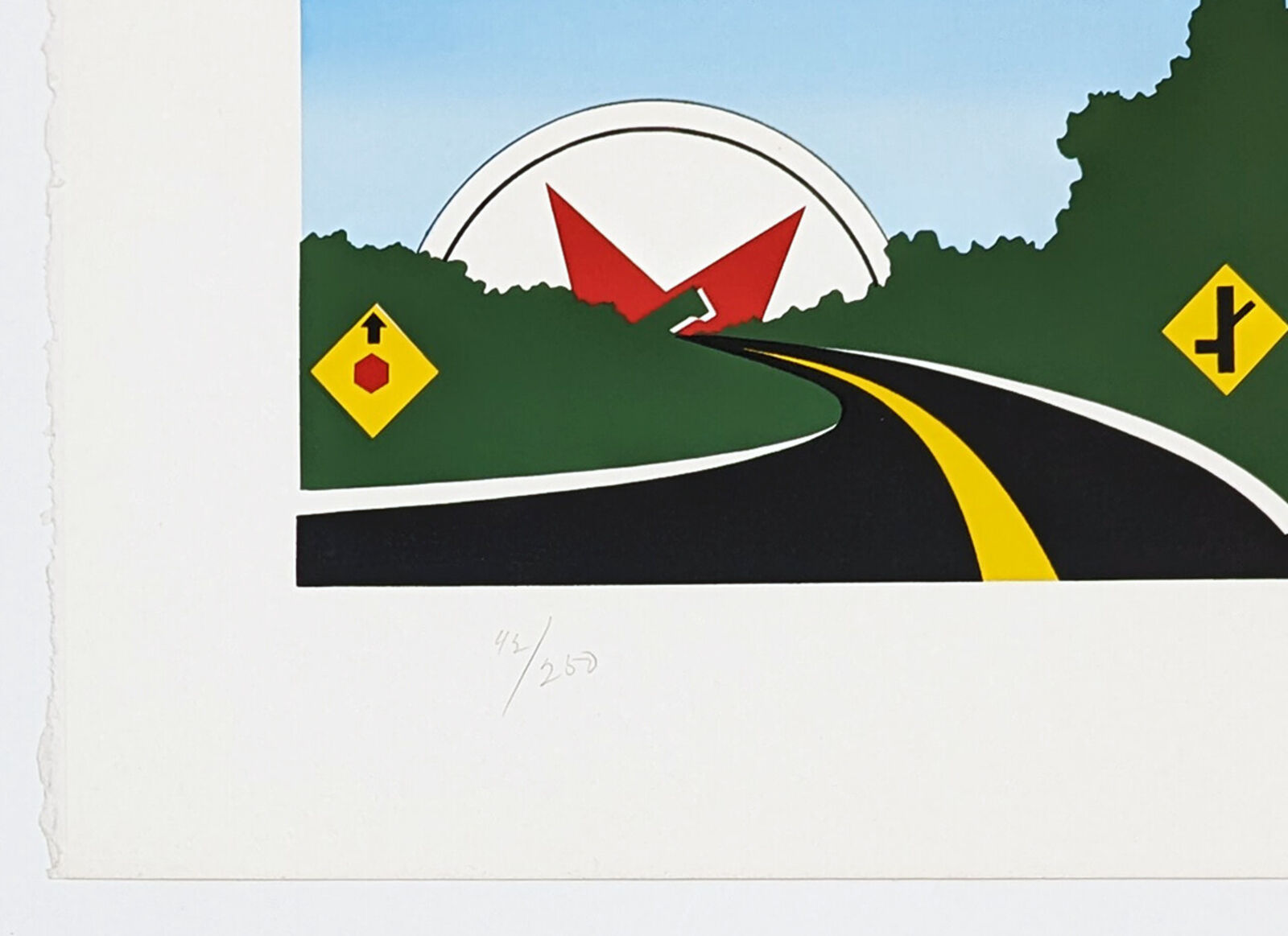 a painting of a road with a red star on it
