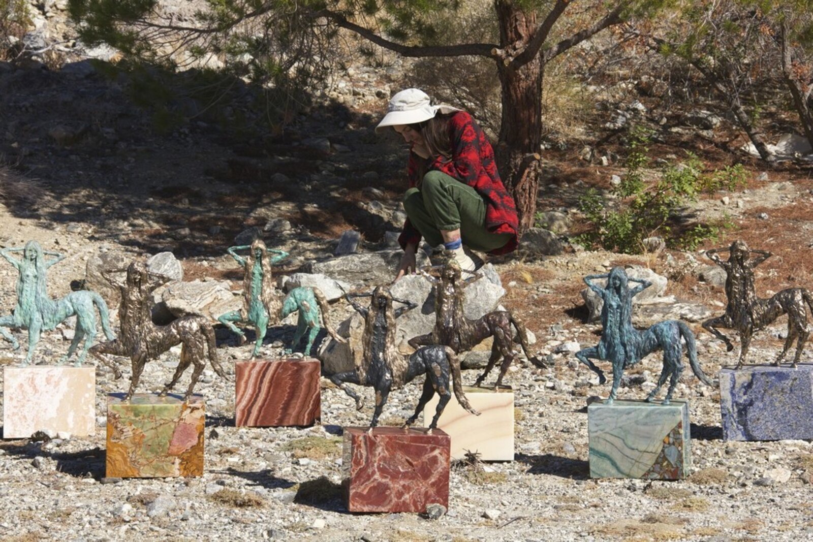 Artwork by Allison Schulnik, Centaurette 8, Made of Cast bronze on stone base 
