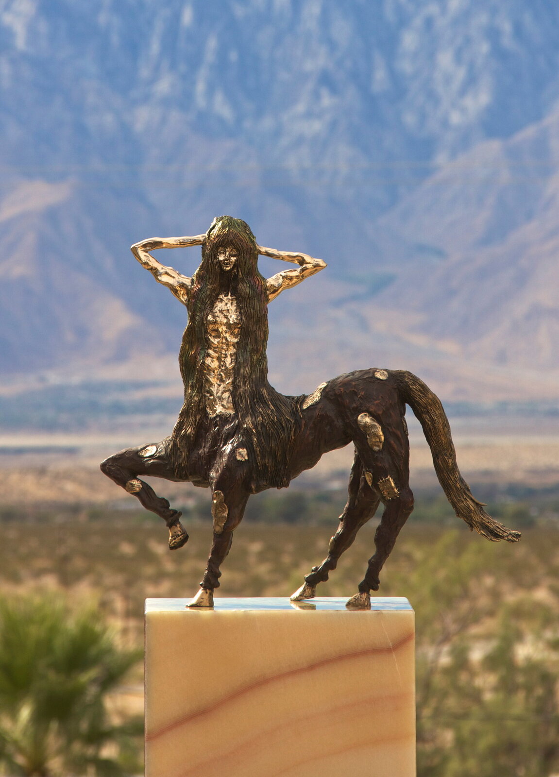Artwork by Allison Schulnik, Centaurette 8, Made of Cast bronze on stone base 